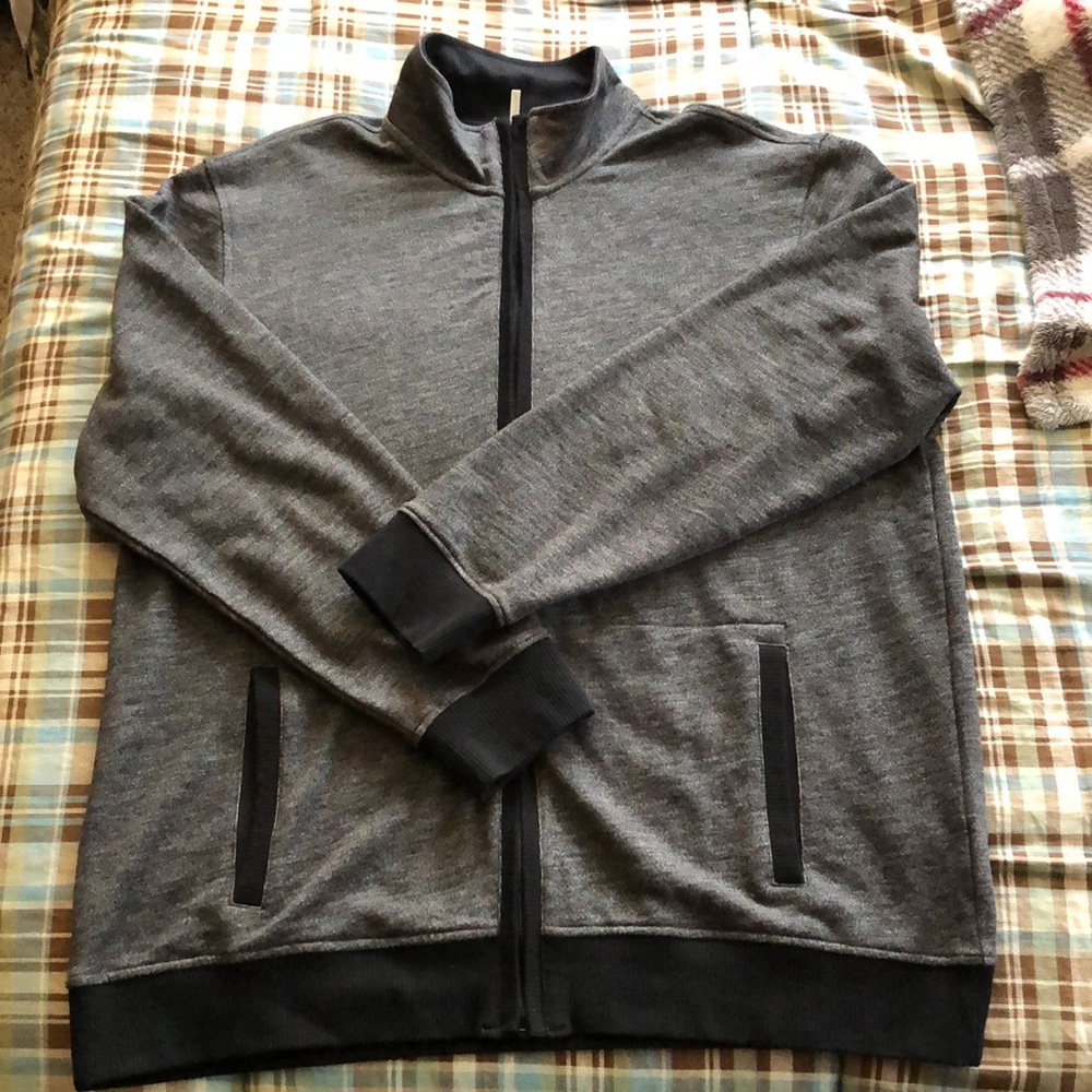 Van Heusen Zip Up Mens Sweater XL Grey/Black NWOT